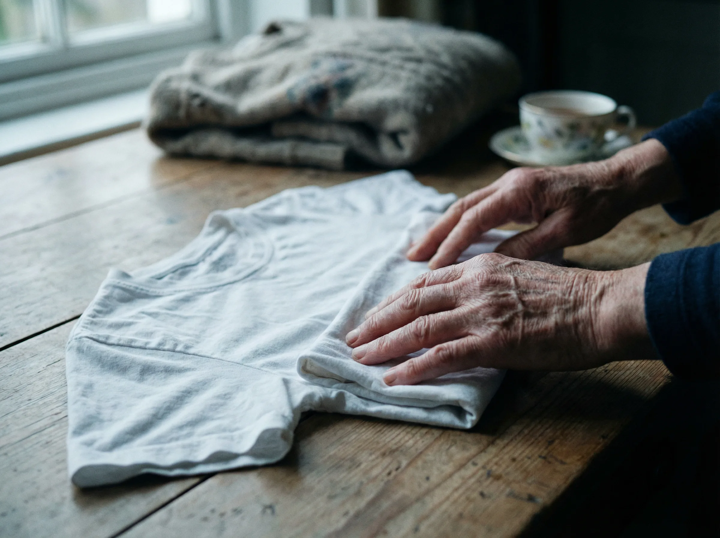 Hands folding laundry — manipulation data